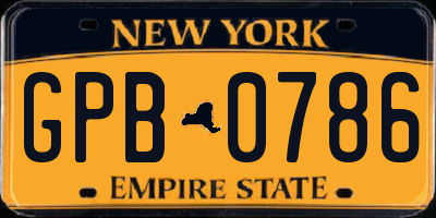 NY license plate GPB0786