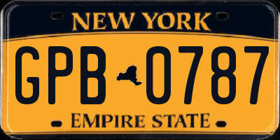 NY license plate GPB0787
