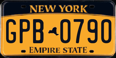 NY license plate GPB0790