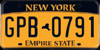 NY license plate GPB0791