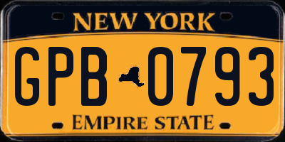 NY license plate GPB0793