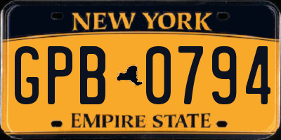 NY license plate GPB0794