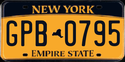 NY license plate GPB0795