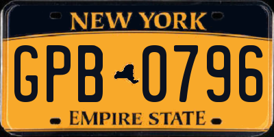 NY license plate GPB0796