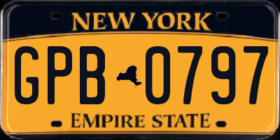 NY license plate GPB0797