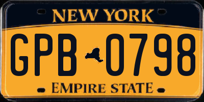 NY license plate GPB0798