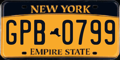 NY license plate GPB0799