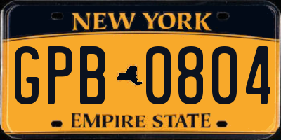 NY license plate GPB0804