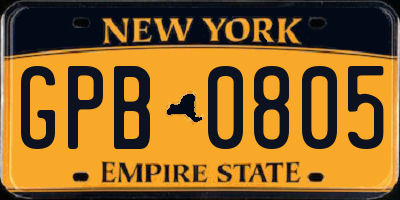 NY license plate GPB0805
