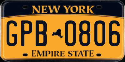 NY license plate GPB0806