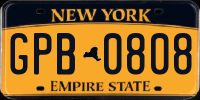 NY license plate GPB0808