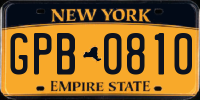 NY license plate GPB0810