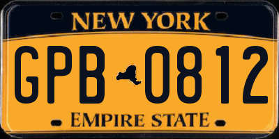NY license plate GPB0812