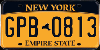 NY license plate GPB0813
