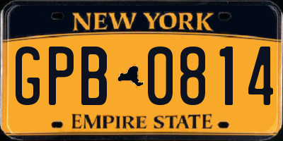 NY license plate GPB0814