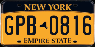 NY license plate GPB0816