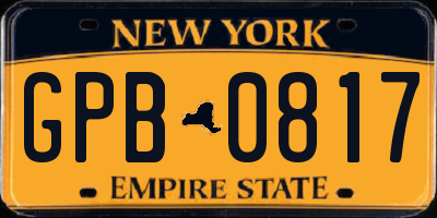 NY license plate GPB0817