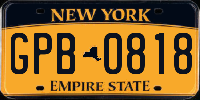 NY license plate GPB0818
