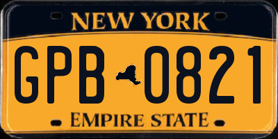 NY license plate GPB0821