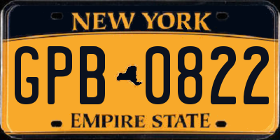 NY license plate GPB0822