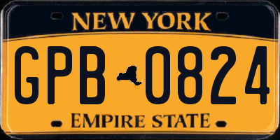NY license plate GPB0824