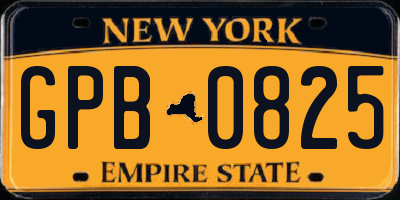 NY license plate GPB0825