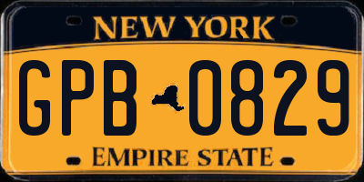 NY license plate GPB0829