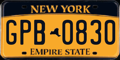 NY license plate GPB0830
