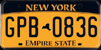 NY license plate GPB0836