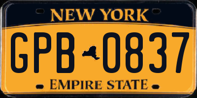 NY license plate GPB0837