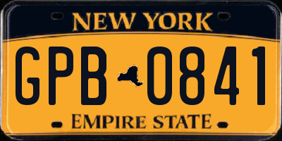 NY license plate GPB0841