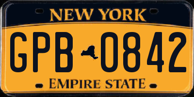 NY license plate GPB0842