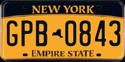 NY license plate GPB0843