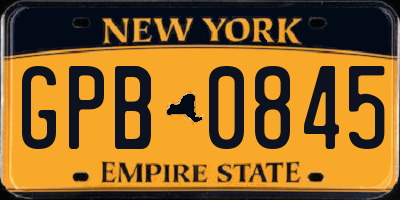 NY license plate GPB0845