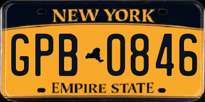 NY license plate GPB0846