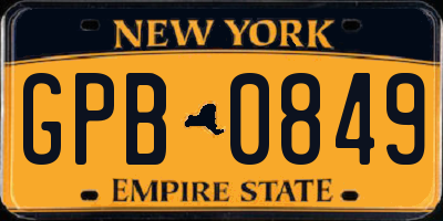 NY license plate GPB0849