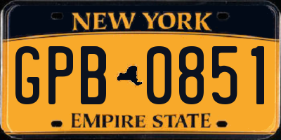 NY license plate GPB0851