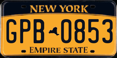 NY license plate GPB0853