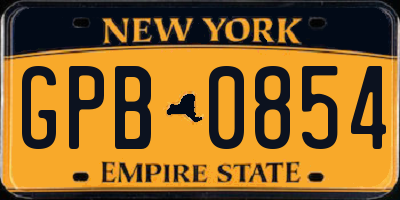 NY license plate GPB0854