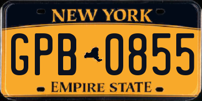 NY license plate GPB0855