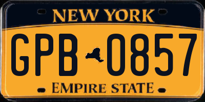 NY license plate GPB0857