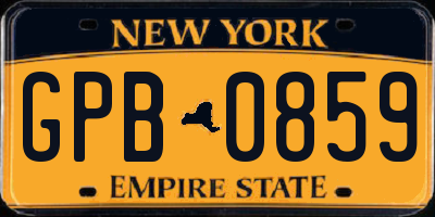NY license plate GPB0859