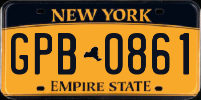 NY license plate GPB0861