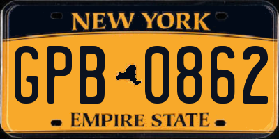 NY license plate GPB0862
