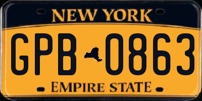 NY license plate GPB0863