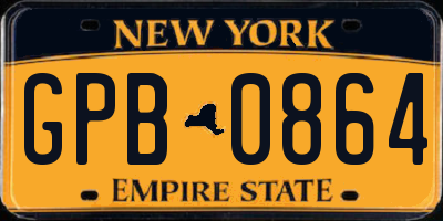 NY license plate GPB0864