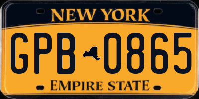 NY license plate GPB0865