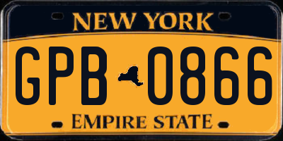 NY license plate GPB0866
