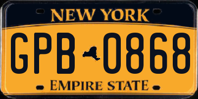 NY license plate GPB0868