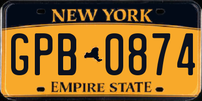 NY license plate GPB0874
